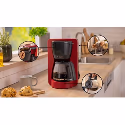 Bosch TKA2M114 Cafetière Filtre 1,25 L 15 Tasses Rouge - Vue supplémentaire 10