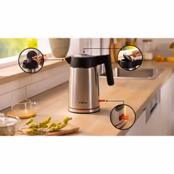 Bosch TWK6M480 bouilloire 1,7 L 2400 W Noir, Acier inoxydable