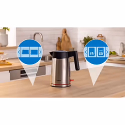Bosch TWK6M480 bouilloire 1,7 L 2400 W Noir, Acier inoxydable
