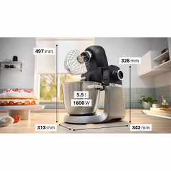 Bosch Serie 6 MUMS6EW00 robot de cuisine 1600 W 5,5 L Noir, Acier inoxydable - Vue supplémentaire 4