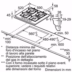 Bosch Serie 4 PNP6B6K40 plaque Noir Intégré 59 cm Gaz 4 zone(s) - Vue supplémentaire 7