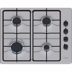 Bosch Serie 2 Série 2 Table gaz 60 cm Inox, Acier inoxydable, Intégré, 60 cm, Gaz, Acier inoxydable, 4 zone(s)