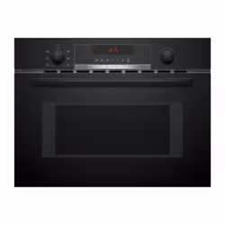 Le four combiné micro-ondes encastrable de la série 4 de Bosch, modele CMA583MB0 en noir, est un appareil polyvalent et fonct ...
