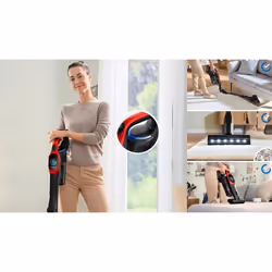 Bosch BCS1041PET aspirateur balai et balai électrique Batterie Sec HEPA Sans sac 0,4 L 23,5 W Noir, Rouge 4 Ah