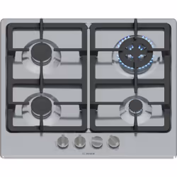Bosch Serie 4 PGH6B5K90, Acier inoxydable, Intégré, 58 cm, Gaz, Acier inoxydable, 4 zone(s)