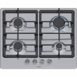 Bosch Serie 4 PGP6B5K90, Acier inoxydable, Intégré, 58 cm, Gaz, Acier inoxydable, 4 zone(s)