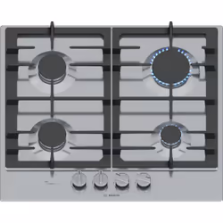 Bosch Serie 6 PCP6A5I90, Acier inoxydable, Intégré, 58 cm, Gaz, Acier inoxydable, 4 zone(s)
