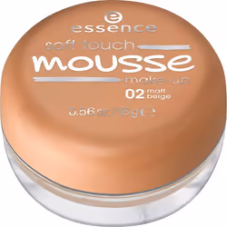 Essence Soft Touch Mousse Make-Up 02, Pot, Crème, Peau normale, Lissage, Neutre, matt beige