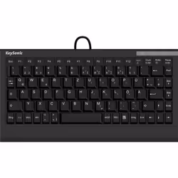 KeySonic ACK-595C+, Mini, USB, Clavier à membrane, QWERTZ, Noir