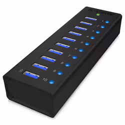 ICY BOX IB-AC6110, USB 3.2 Gen 1 (3.1 Gen 1) Type-B, USB 3.2 Gen 1 (3.1 Gen 1) Type-A, 5000 Mbit/s, Noir, Aluminium, Chine