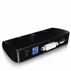 ICY BOX IB-DK402, Avec fil, USB 3.2 Gen 1 (3.1 Gen 1) Type-A, Noir, 2048 x 1152 pixels, Métal, Polycarbonate (PC), 5000 Mbit/ ...