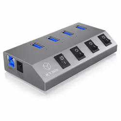 ICY BOX IB-HUB1405, USB 3.2 Gen 1 (3.1 Gen 1) Type-B, USB 3.2 Gen 1 (3.1 Gen 1) Type-A, 5000 Mbit/s, Anthracite, Aluminium, A ...