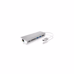 ICY BOX IB-DK4034-CPD, Avec fil, USB 3.2 Gen 1 (3.1 Gen 1) Type-C, USB Type-A, Argent, Blanc, SD, 128 Go