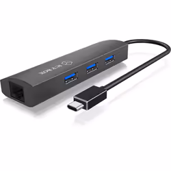 ICY BOX IB-HUB1406-C, USB 3.2 Gen 1 (3.1 Gen 1) Type-C, 10,100,1000 Mbit/s, Anthracite, RJ-45, USB 3.2 Gen 1 (3.1 Gen 1) Type ...