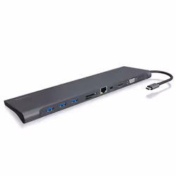 ICY BOX IB-DK2102-C, Avec fil, USB 3.2 Gen 1 (3.1 Gen 1) Type-C, 100 W, 3,5 mm, 10,100,1000 Mbit/s, Anthracite, Noir