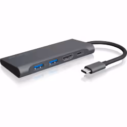 ICY BOX IB-DK4022-CPD, Avec fil, USB 3.2 Gen 1 (3.1 Gen 1) Type-C, 60 W, Anthracite, Noir, 5 Gbit/s, 4K Ultra HD