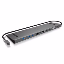 ICY BOX IB-DK2106-C, Avec fil, USB 3.2 Gen 1 (3.1 Gen 1) Type-C, 100 W, 3,5 mm, 10,100,1000 Mbit/s, Anthracite, Noir