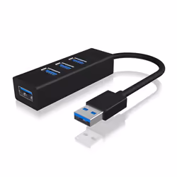 ICY BOX IB-HUB1419-U3, USB 3.2 Gen 1 (3.1 Gen 1) Type-A, USB 3.2 Gen 1 (3.1 Gen 1) Type-A, 5000 Mbit/s, Noir, Aluminium, Éner ...