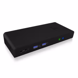 ICY BOX IB-DK2251AC, Avec fil, USB 3.2 Gen 2 (3.1 Gen 2) Type-A, 3,5 mm, 10,100,1000 Mbit/s, Noir, 5 Gbit/s