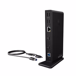 ICY BOX IB-DK2251AC, Avec fil, USB 3.2 Gen 2 (3.1 Gen 2) Type-A, 3,5 mm, 10,100,1000 Mbit/s, Noir, 5 Gbit/s