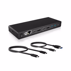 ICY BOX IB-DK2245AC, Avec fil, USB 3.2 Gen 1 (3.1 Gen 1) Type-C, 65 W, 3,5 mm, 10,100,1000 Mbit/s, Noir