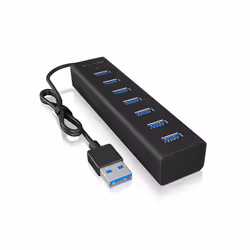 ICY BOX IB-HUB1700-U3, USB 3.2 Gen 1 (3.1 Gen 1) Type-A, USB 3.2 Gen 1 (3.1 Gen 1) Type-A, 5000 Mbit/s, Noir, Aluminium, Acce ...