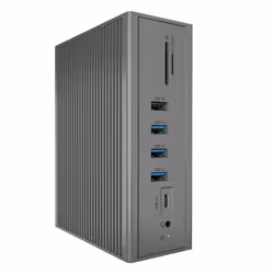 ICY BOX IB-DK2262AC, Avec fil, USB 3.2 Gen 1 (3.1 Gen 1) Type-C, 55 W, 10,100,1000 Mbit/s, Anthracite, MicroSD (TransFlash), ...