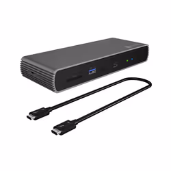 ICY BOX IB-DK8801-TB4, Avec fil, Thunderbolt 4, 96 W, 10,100,1000,2500 Mbit/s, Anthracite, Noir, SD