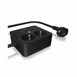 ICY BOX IB-MPS2220B-CH, 1,9 m, Intérieure, Type F, Type F (CEE 7/4), Courbe, Plastique