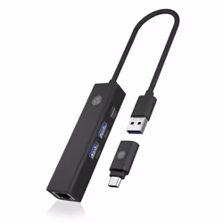 ICY BOX IB-HUB1439-LAN, Avec fil, USB 3.2 Gen 1 (3.1 Gen 1) Type-A, 1000 Mbit/s, IEEE 802.1Q, IEEE 802.1as, IEEE 802.1p, IEEE ...