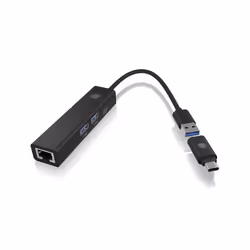 ICY BOX IB-HUB1439-LAN Avec fil USB 3.2 Gen 1 (3.1 Gen 1) Type-A Noir