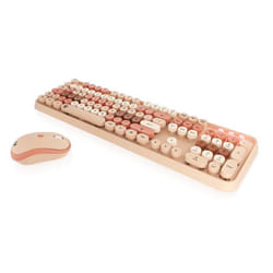 KeySonic KSKM-8200M-RF clavier Souris incluse RF sans fil QWERTZ Allemand Beige, Marron, Rose