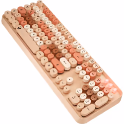 KeySonic KSKM-8200M-RF clavier Souris incluse RF sans fil QWERTZ Allemand Beige, Marron, Rose