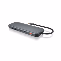 ICY BOX IB-DK4060-CPD, Avec fil, USB 3.2 Gen 1 (3.1 Gen 1) Type-C, 100 W, Noir, Gris, 7680 x 4320 pixels, 1 pièce(s)