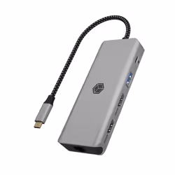 ICY BOX IB-DK4012-CPD, Avec fil, USB 3.2 Gen 1 (3.1 Gen 1) Type-C, 100 W, 10,100,1000 Mbit/s, Anthracite, Noir, MicroSD (Tran ...