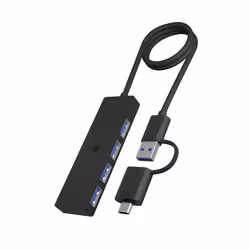 ICY BOX IB-HUB1424-C3, USB 3.2 Gen 1 (3.1 Gen 1) Type-A + Type-C, USB 3.2 Gen 1 (3.1 Gen 1) Type-A, 5000 Mbit/s, Noir, Plasti ...