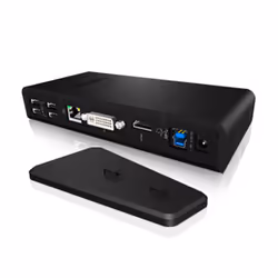 ICY BOX IB-DK2241AC, Avec fil, USB 3.2 Gen 1 (3.1 Gen 1) Type-A, 3,5 mm, 10,100,1000 Mbit/s, Noir, 5 Gbit/s