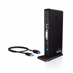 ICY BOX IB-DK2241AC, Avec fil, USB 3.2 Gen 1 (3.1 Gen 1) Type-A, 3,5 mm, 10,100,1000 Mbit/s, Noir, 5 Gbit/s