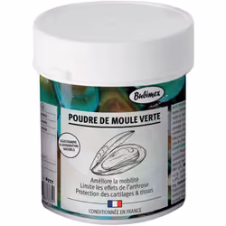 La poudre de moules vertes Bubimex est un aliment complémentaire naturel, durable et 100 % pur. Riche en acides aminés, gluco ...