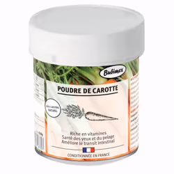 La poudre de carotte Bubimex est un aliment complémentaire 100 % pur, naturel et durable. Riche en fibres, vitamines, minérau ...