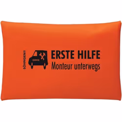 Set de premiers secours adapté aux risques de blessures des monteurs, composé de manière pratique et compact, rangé dans un s ...
