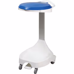 Support sac-poubelle à pédale avec roulettes, 2 roulettes fixes, 2 roulettes pivotantes, bleu. Produit livré = démonté. Propr ...