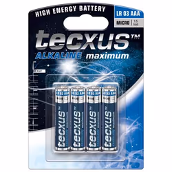 Tecxus LR03 4-BL, Batterie à usage unique, AAA, Alcaline, 1,5 V, 4 pièce(s), 1200 mAh