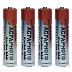 AgfaPhoto 110-802572, Batterie à usage unique, AAA, Alcaline, 1,5 V, 4 pièce(s), Gris, Rouge