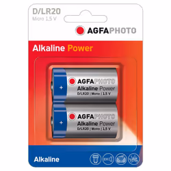 AgfaPhoto 110-802619, Batterie à usage unique, D, Alcaline, 1,5 V, 2 pièce(s), Bleu, Gris