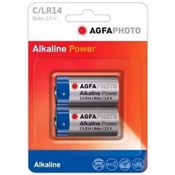 AgfaPhoto 110-802626, Batterie à usage unique, C, Alcaline, 1,5 V, 2 pièce(s), Bleu, Gris