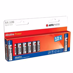 AgfaPhoto 110-803951, Batterie à usage unique, AA, Alcaline, 1,5 V, 10 pièce(s), Bleu, Gris