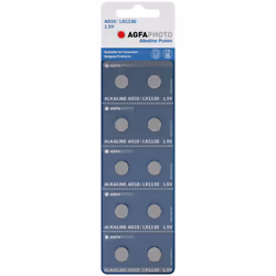 AgfaPhoto 150-805580, Batterie rechargeable, LR54, Alcaline, 1,5 V, 10 pièce(s), Argent