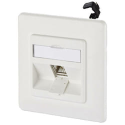 Prise réseau encastré insert avec plaque centrale et châssis cat 6a 1 port Metz Connect 130B11D11002-E blanc pur R68370
