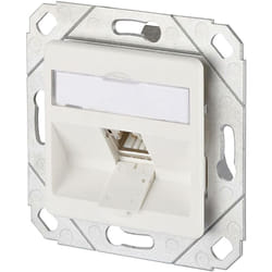 Metz Connect - Prise réseau encastré insert avec plaque centrale cat 6a 1 port 130B12D11102-E blanc pur R01197